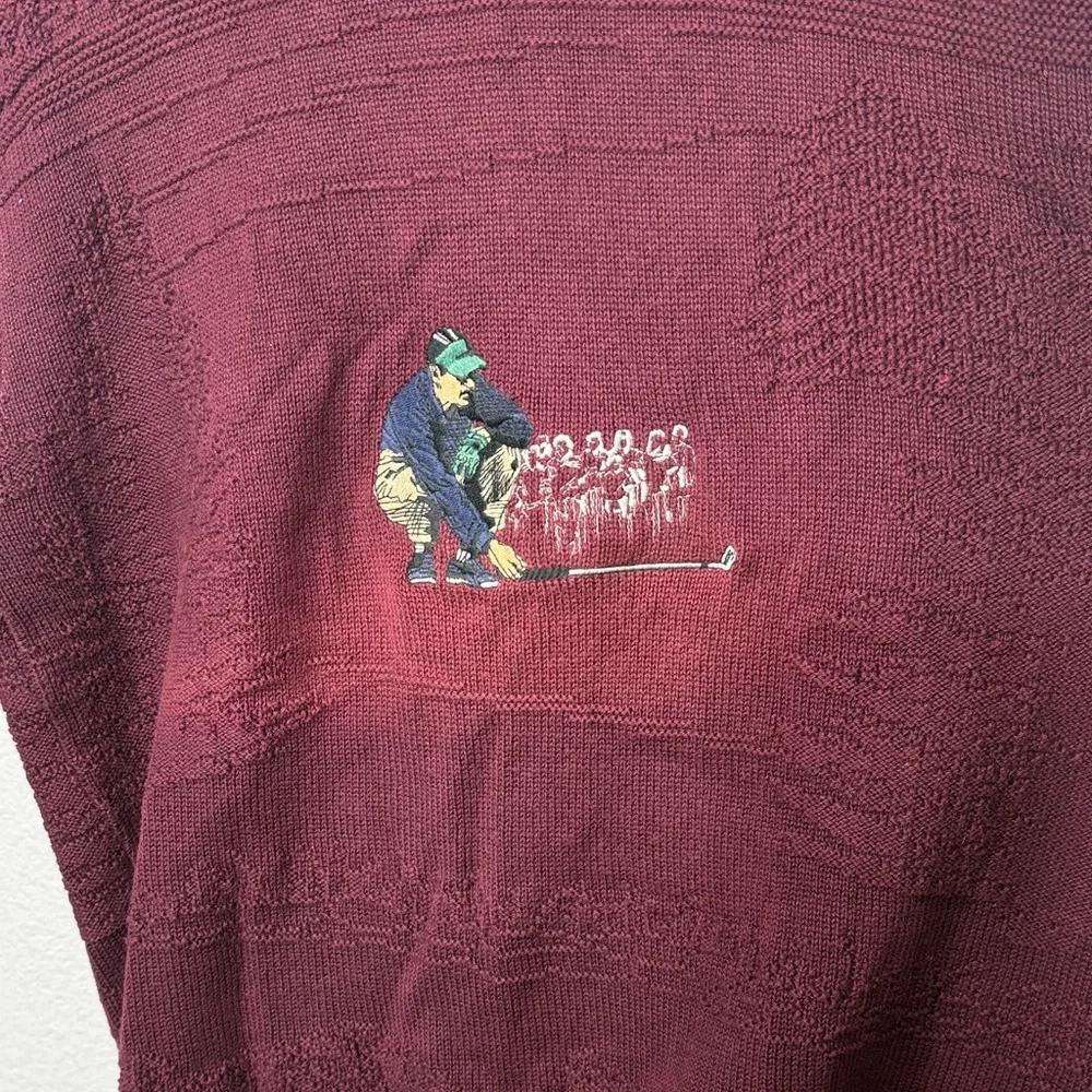 Vintage Carmel Men's Golf Embroidery Crewneck Sweater